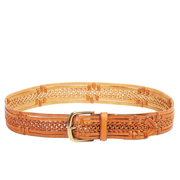 Linea Pelle Vintage Lace Braid Belt Cognac - Saratoga Saddlery & International Boutiques