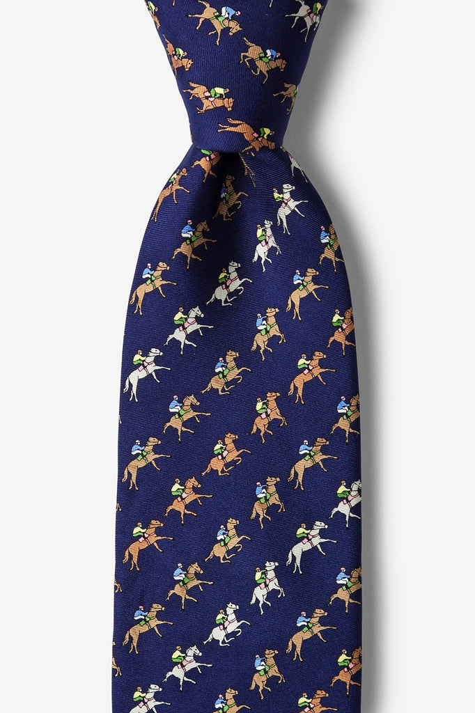 Alynn Men's Silk Tie Win Place Show in Blue  AL301086 SS24