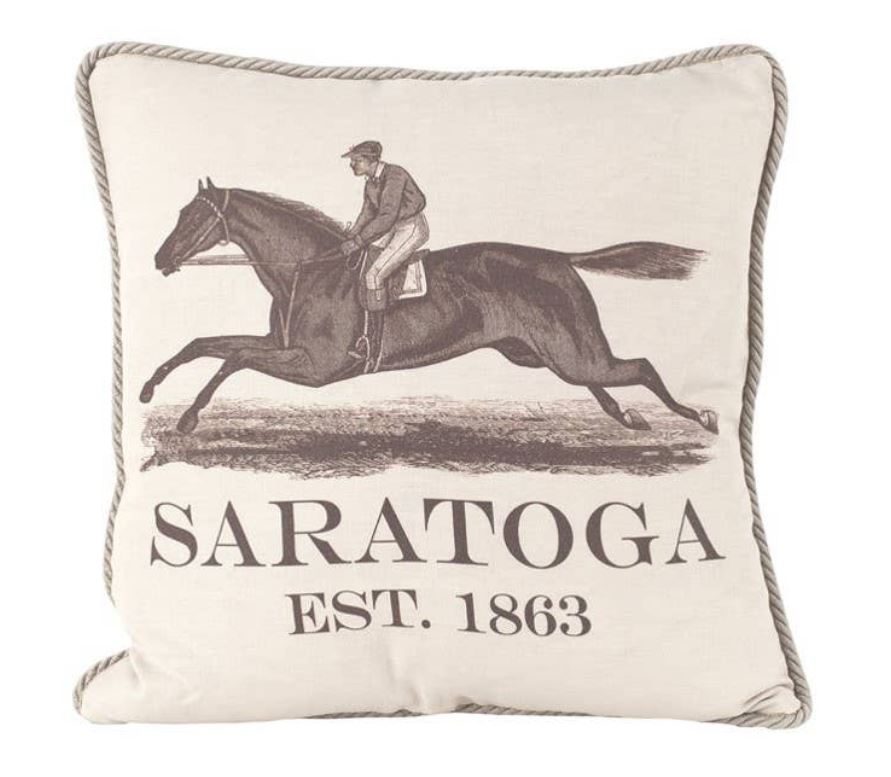 Ox Bow Saratoga Racehorse Knife Edge Decorative Pillow - Saratoga Saddlery & International Boutiques