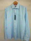Park West 5509 Men's Teal Straddler Satin Stripe Dress Shirt - Saratoga Saddlery & International Boutiques