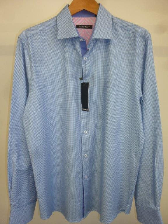 Park West 5535 Men's Blue Viceroy Houndstooth Dress Shirt - Saratoga Saddlery & International Boutiques