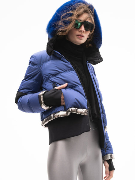 Post Card Women's Chamoinx Trimat Fur in Deep Blue ON SALE - Saratoga Saddlery & International Boutiques